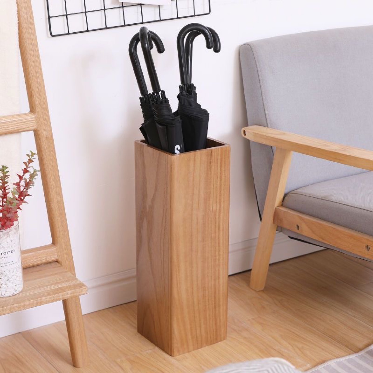 瑞士风 实木雨伞桶多功能家用简约轻奢木质收纳伞桶酒店商店门口