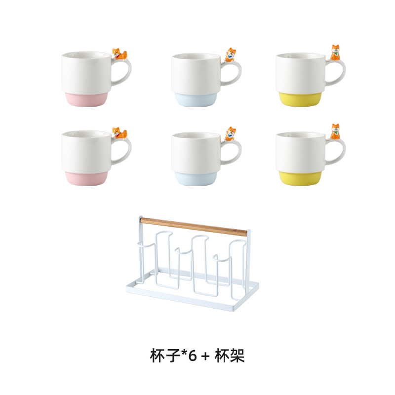 Animal Shiba Inu taza plegable taza de bebida de cerámica taza de desayuno taza de agua de oficina traje de la taza de café del hogar