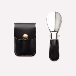 Japanese-Style Pu Leather Foldable Shoehorn for Elderly and Children, Portable Shoe Helper