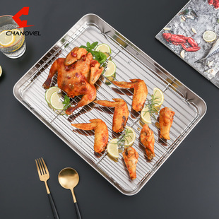 Japanese Style Stainless Steel Flat Bottom Baking Pan Restaurant Hotel Deep Plate with Lid Refrigerated Fresh-keeping Box Storage Set