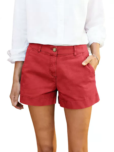 Women's High-Waisted Casual Shorts, Bermuda Style, Slimming Workwear Style, Available in Multiple Colors, Suitable for Outdoor Commuting