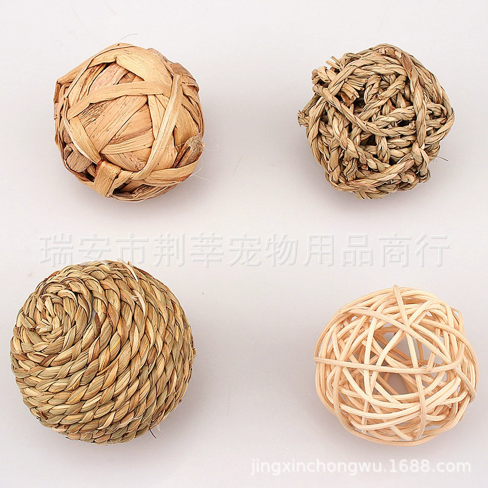 4 шт. Игрушка для домашних животных жевательный мяч вода трава мяч игрушка попугай солома ротанг соломенный мяч игрушка для птиц
