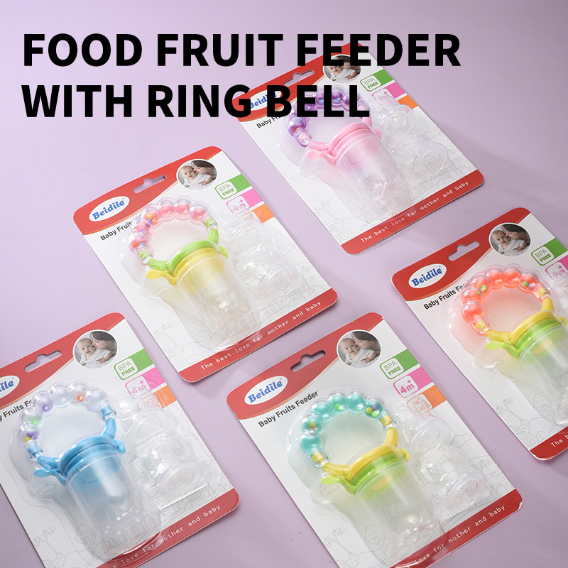 Foreign trade hot bell bite bag multi-color bite fruit soothing pacifier food supplement rattle fruit soothing bite music