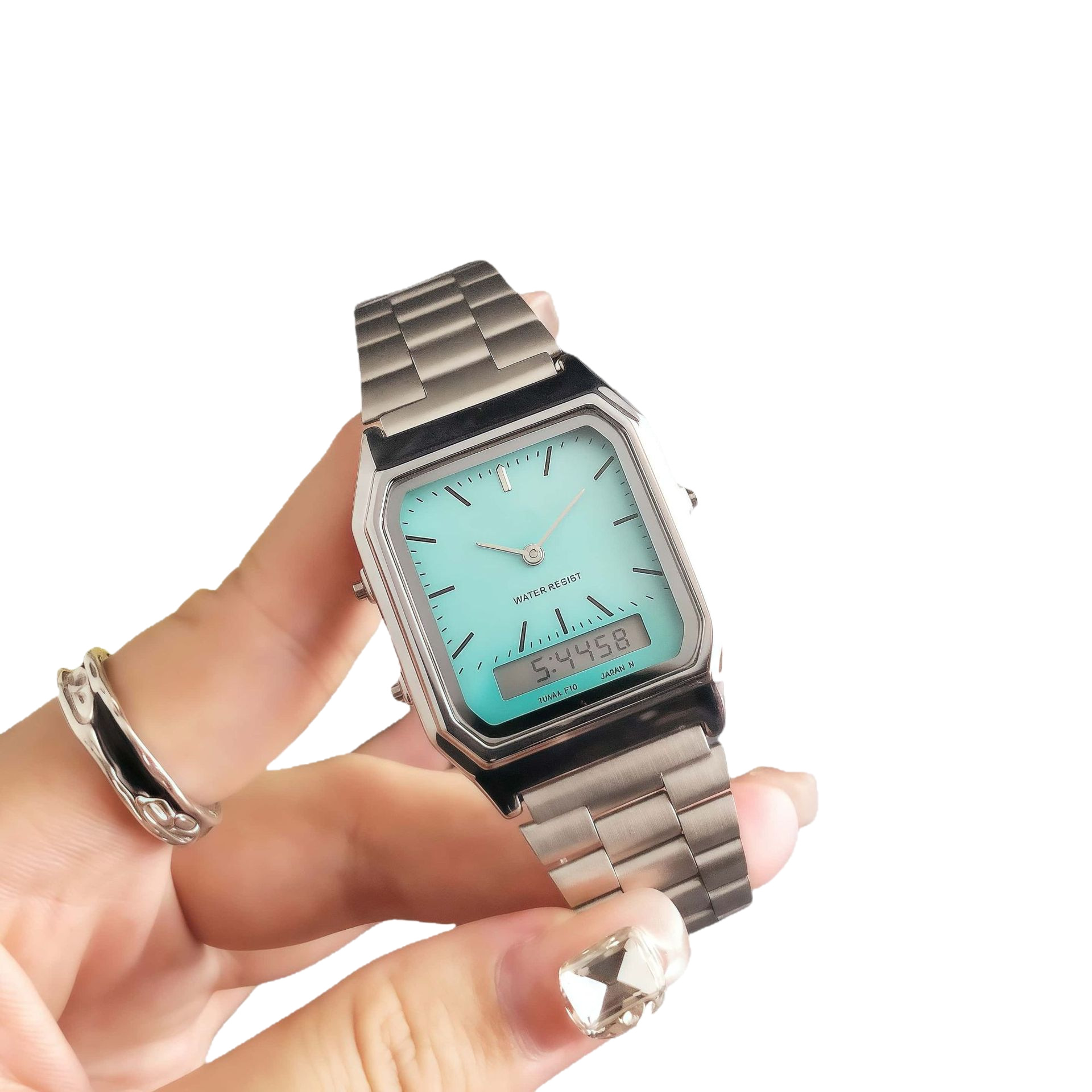 電子はクォーツ時計合金ステンレス鋼クラシックレトロ防水クォーツメンズ腕時計発光表示クロノグラフ時計