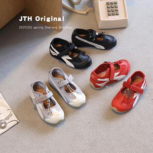2025 Autumn New Girls Vintage Red Mary Jane Shoes Big Kids Girls Breathable Flat Ballet Shoes Casual Shoes