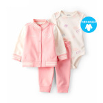 跨境童装外贸春秋款男女宝宝卫衣夹克连帽外套长袖哈衣婴儿三件套