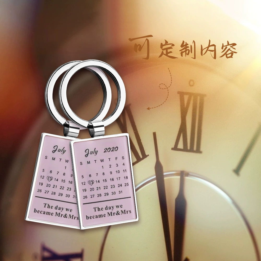 Calendar stainless steel, keychain, photo, creative accessory, commemorative pendant