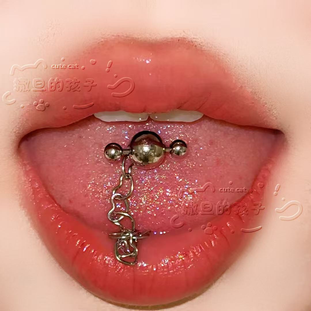 Satan's Child Dimensional Tongue Nail Drinkable Tongue Ring Tongue Nail Chain Sexy Cool European American Piercing Jewelry detail image 1