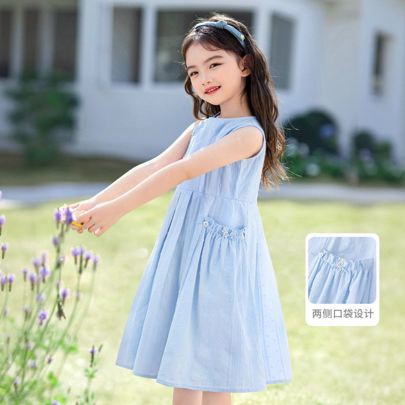 女童夏季新款夏装纯棉无袖2025背心连衣裙中大童洋气儿童公主裙子|undefined