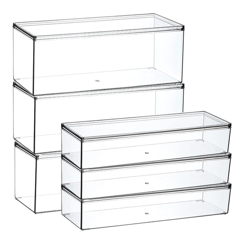 Прозрачная прямоугольная настольная коробка для хранения пластиковая крышка пылезащитная косметика акриловые украшения