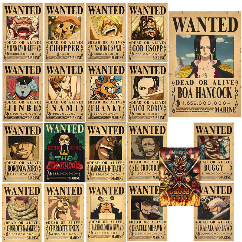 One Piece Reward Order Poster New Bounty Kraft Paper Poster Bar Cafe Restaurant Decorative Painting Wall Decoration One Piece Reward Order Poster New Bounty Kraft Paper Poster Bar Cafe Restaurant Decorative Painting Wall Decoration