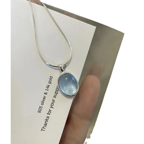 Moonlight Stone Sea Blue Sapphire Necklace for Women 2025 New Fashion Light Luxury Niche Clavicle Chain for Women Snake Bone Chain Sweater Chain Accessory