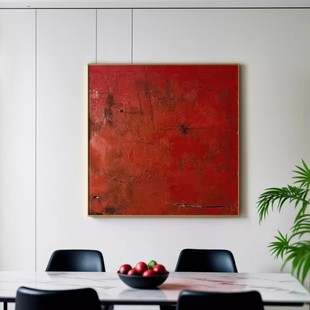Hand-Painted Oil Painting Modern Scandinavian Simple Accessible Luxury Red Thick Texture Decorative Painting Living Room Entrance Restaurant Bedroom Hanging Painting