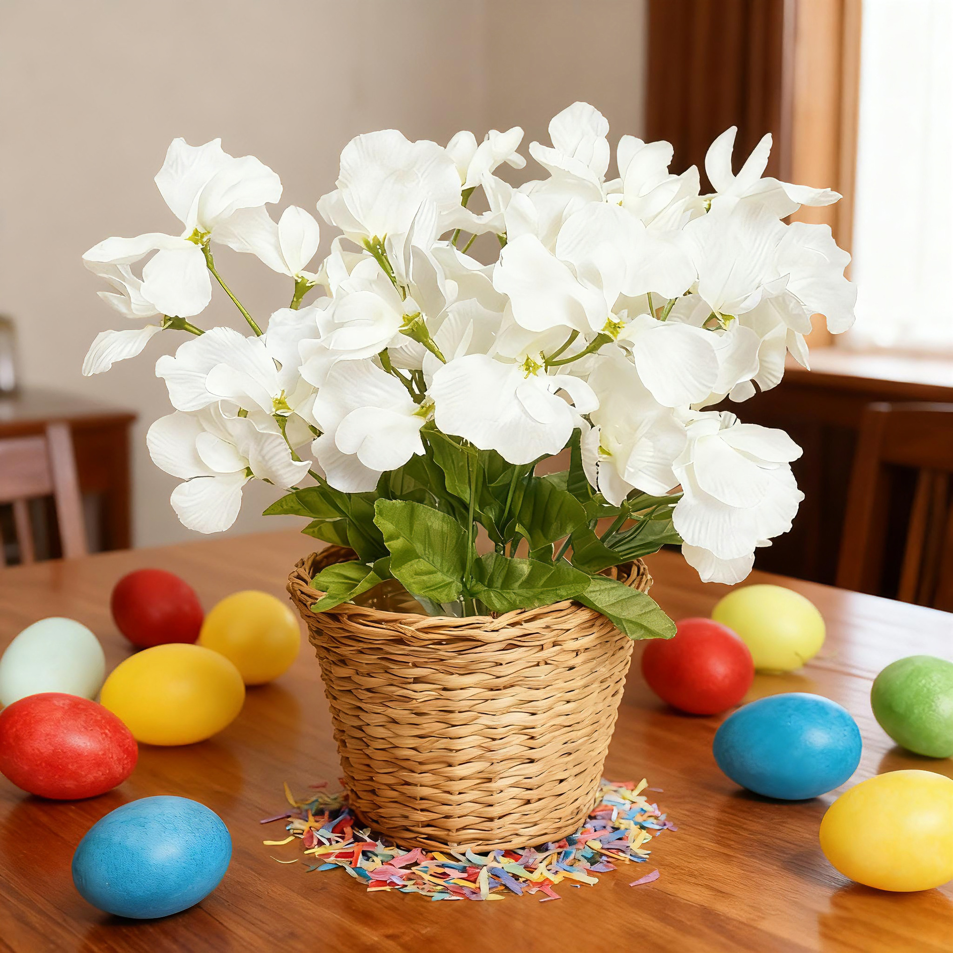 시뮬레이션 달콤한 완두콩 꽃 실크 꽃 가짜 꽃 꽃다발 꽃병 식탁 센터 장식 홈 장식 웨딩 장식