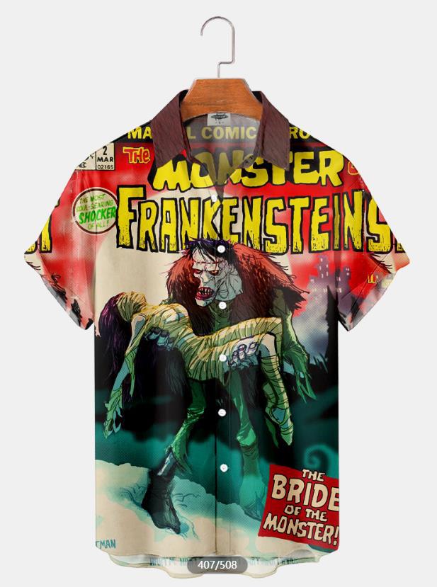 2023 nueva camisa 3D de talla grande para hombres transfronterizos serie caliente camisa hawaiana impresa digital 3D fuente