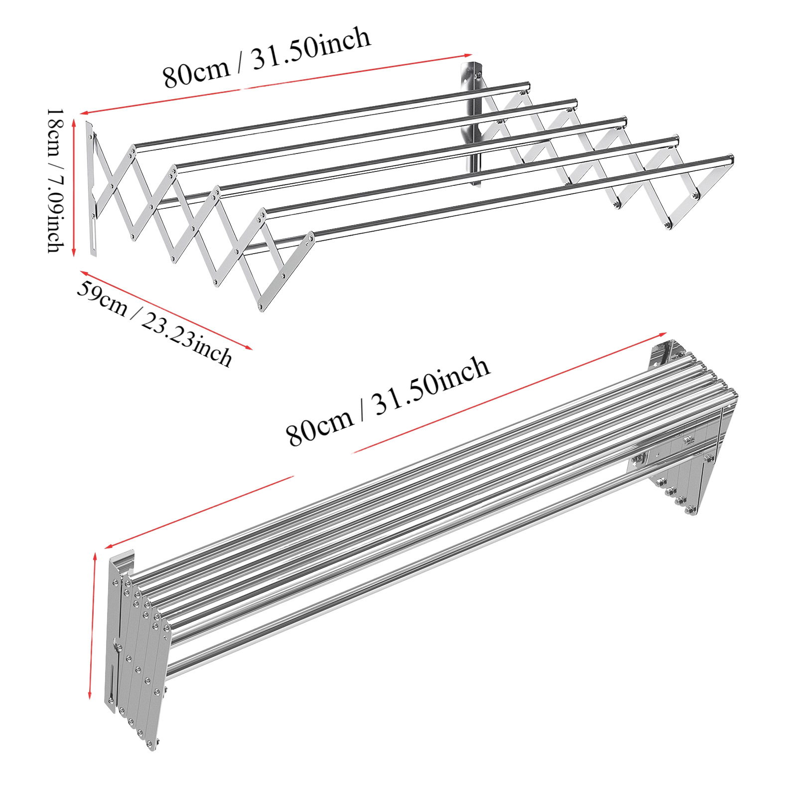Tendedero Invisible para Ropa, Plegable, de Acero Inoxidable, para Montar en la Pared, Retráctil, para Balcón o Ventana