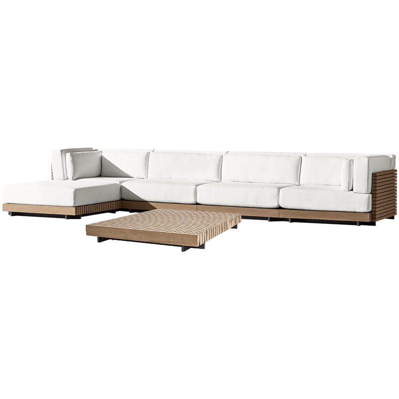 Conjunto de muebles de ocio para exteriores, sofá de teca para jardín, patio, terraza, hotel o villa, impermeable y resistente al sol. image 6