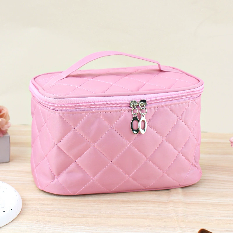 Cosmetic bag, organizer bag with diamond pattern, capacious handheld purse