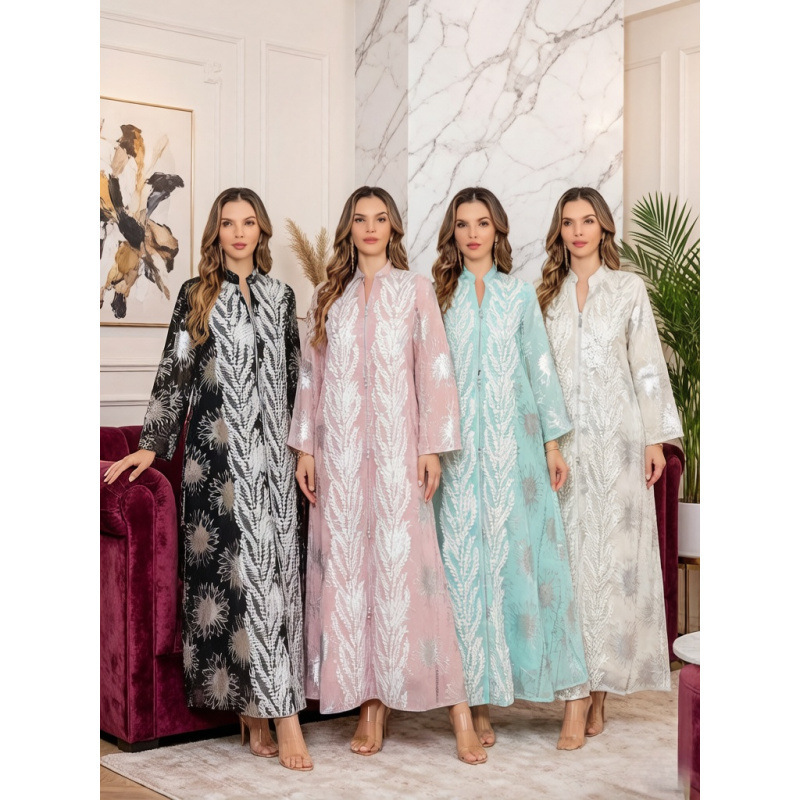 New Style Holiday Party Women's Long Dress, Factory Wholesale Elegant Dress with Large Hem, Printed Dress