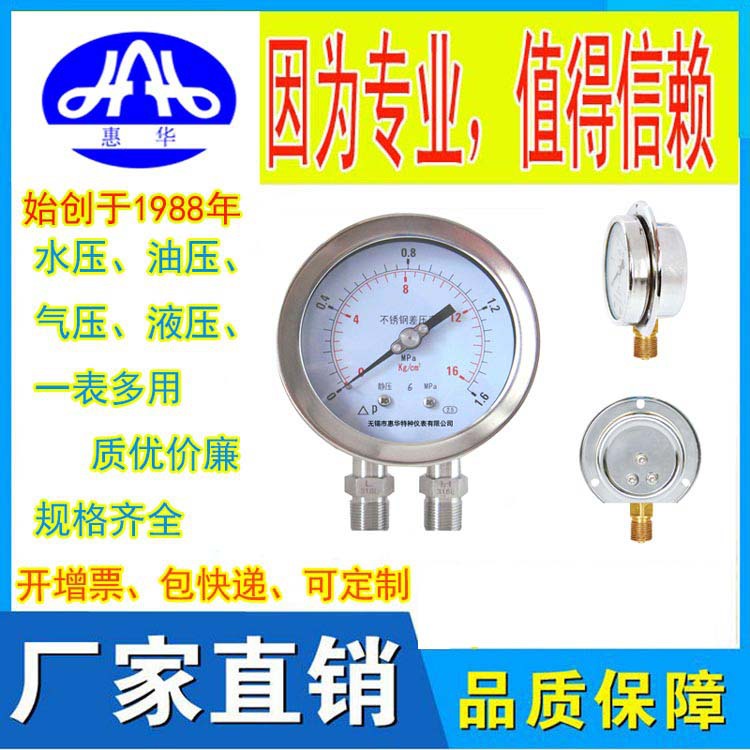 惠华特种压力表-耐震不锈钢差压表CYS-100/150B