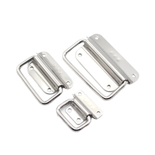 Stainless steel handle leather suitcase handle iron box wooden handle tool box handle wardrobe handle with ring handle