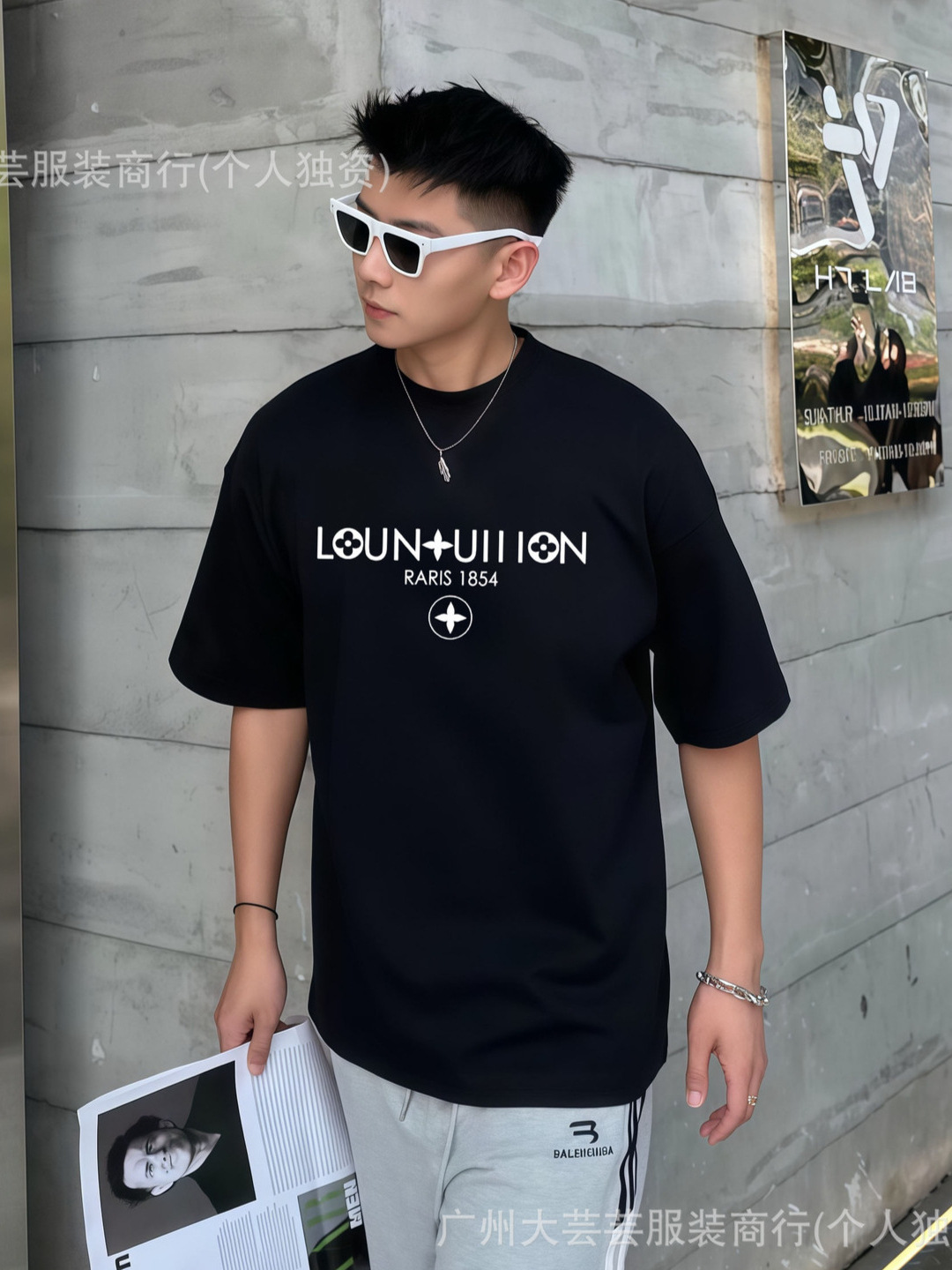 L's 新しい 25 半袖 ins ファッションロバのトレンディなブランド男性と女性のルーズ OS ヘビーウェイト Tシャツトップ半袖 Tシャツ