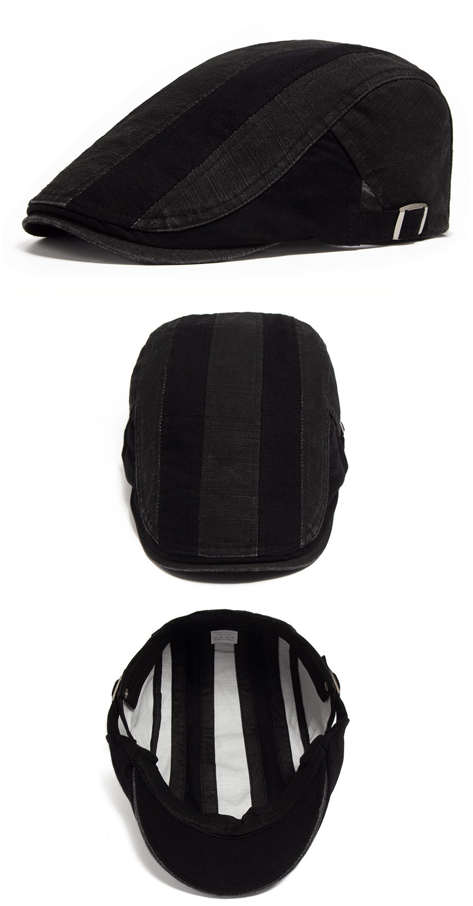 Baskenmütze für Männer und Frauen, schlichter, kunstvoller englischer Entenschnabelhut, gewaschene reine Baumwolle im Patchwork-Stil_voghion.com