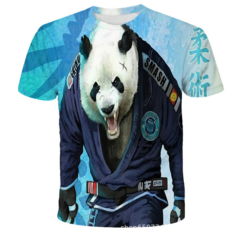 Cross-border new T-shirt Jiu Shou animal 3D digital printing adult children's casual short-sleeved T-shirt foreign trade supply