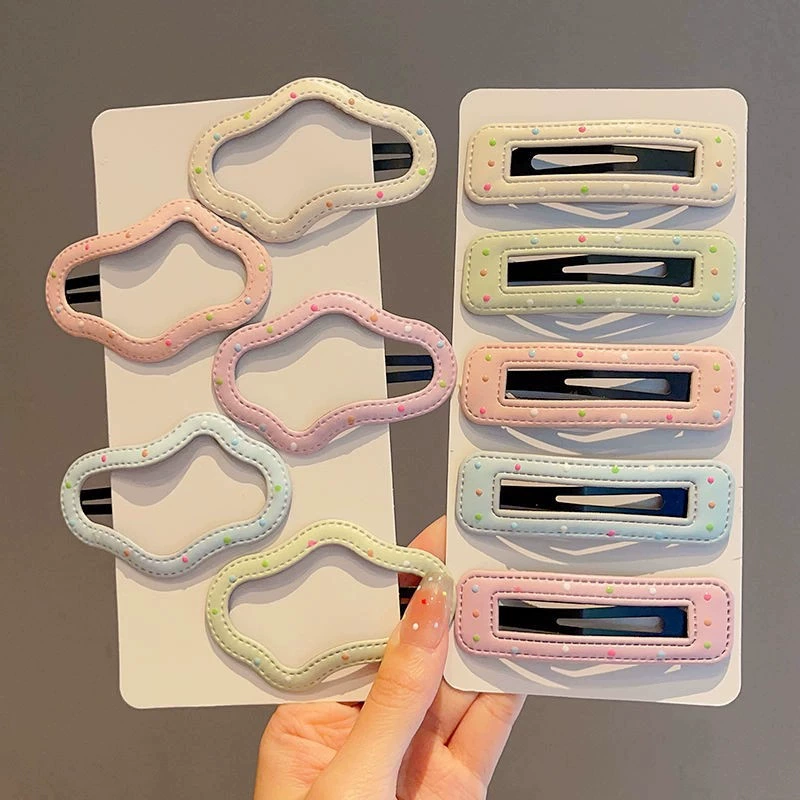 Hairgrip clip, Korean-style bangs hairpin, simple elegant faux-leather look, multi-color options