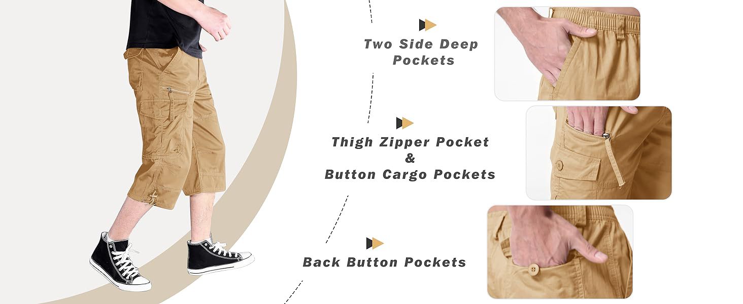 Cotton Cargo Casual Shorts with Multi-Pockets