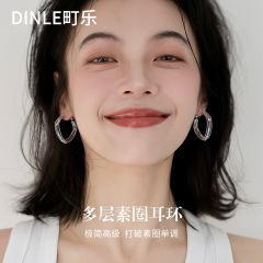 欧美时尚银针高级感耳饰几何方形气质夸张耳圈耳扣方圆脸显瘦耳环