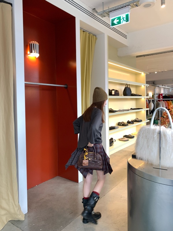 现货章章 先锋时髦小众格子拼接衬衫不规则半身裙|undefined