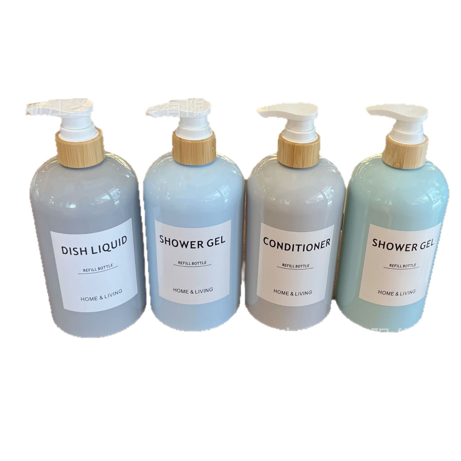500ml botella de gel de baño de plástico de gran capacidad bomba de loción de anillo de bambú botella de desinfectante de manos de presión para el hogar