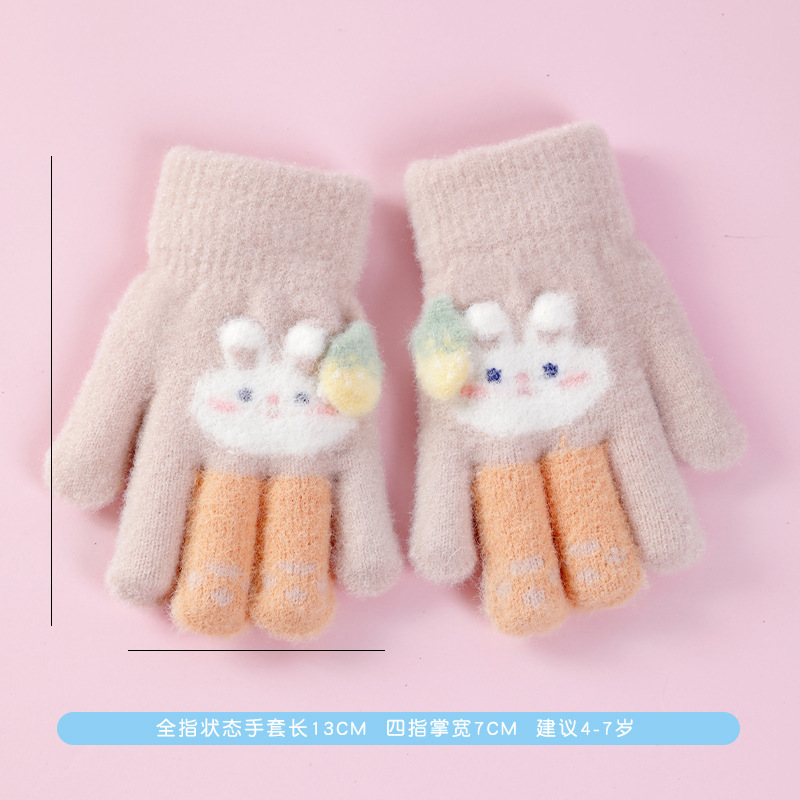 儿童手套秋冬女孩学生五指半翻盖可爱手套玩雪男童保暖写字新款|undefined