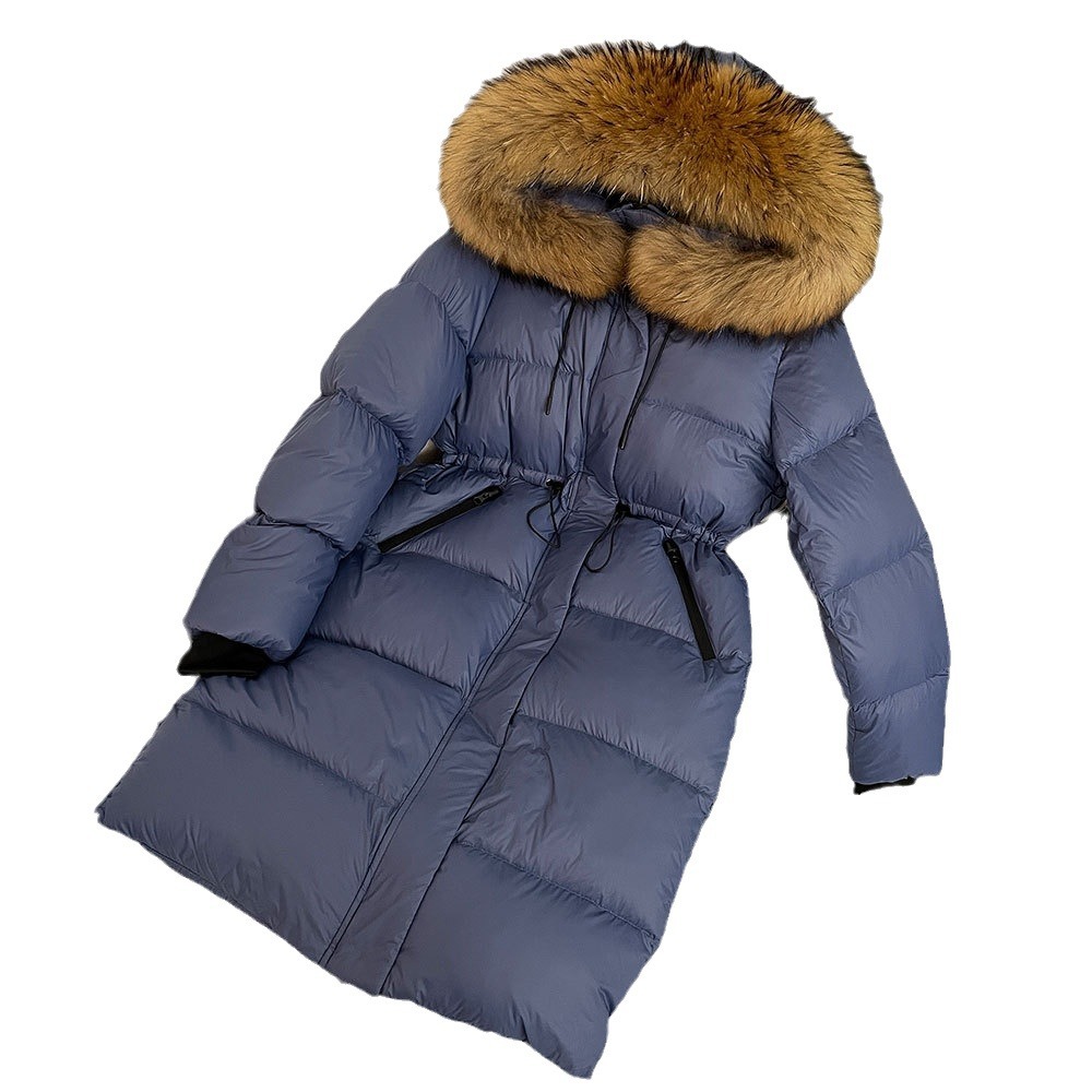 Women's down jacket, high end women's black and gold upgraded version, long, high quality 90% white duck down, thickened and warm jacket_voghion.com