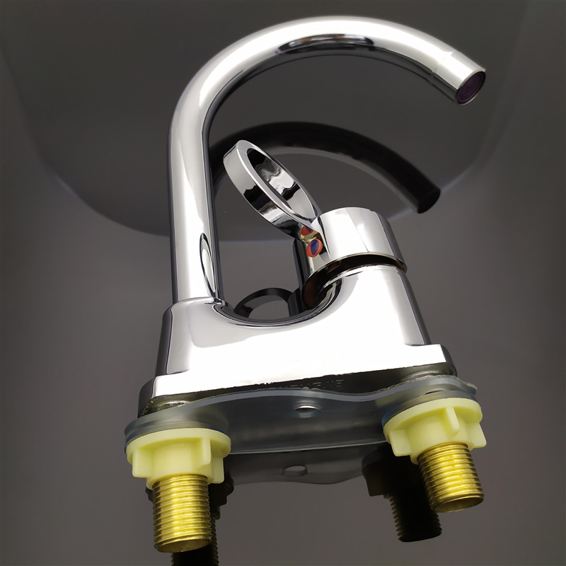 Cuarto de baño de doble orificio de tres orificios de dos articulaciones grifo de lavabo de pedestal antiguo grifo de lavabo caliente y frío lavabo boquilla de agua