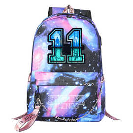 热销美剧印花USB青少年学生书包男女休闲旅行双肩背包