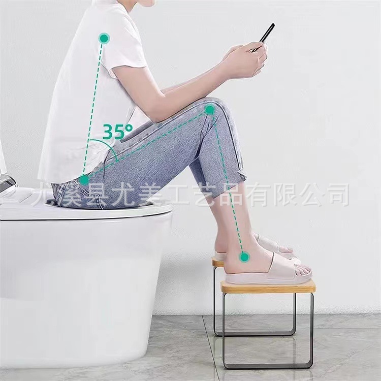 Madera de bambú masaje inodoro taburete reposapiés adultos niños pueden utilizar cuclillas taburete fábrica al por mayor con doble masaje pie taburete