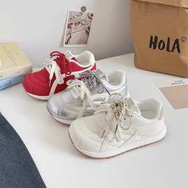 B2806蓓尔阿甘鞋2025年春秋款厚底复古德训鞋女超软拼色华夫鞋子