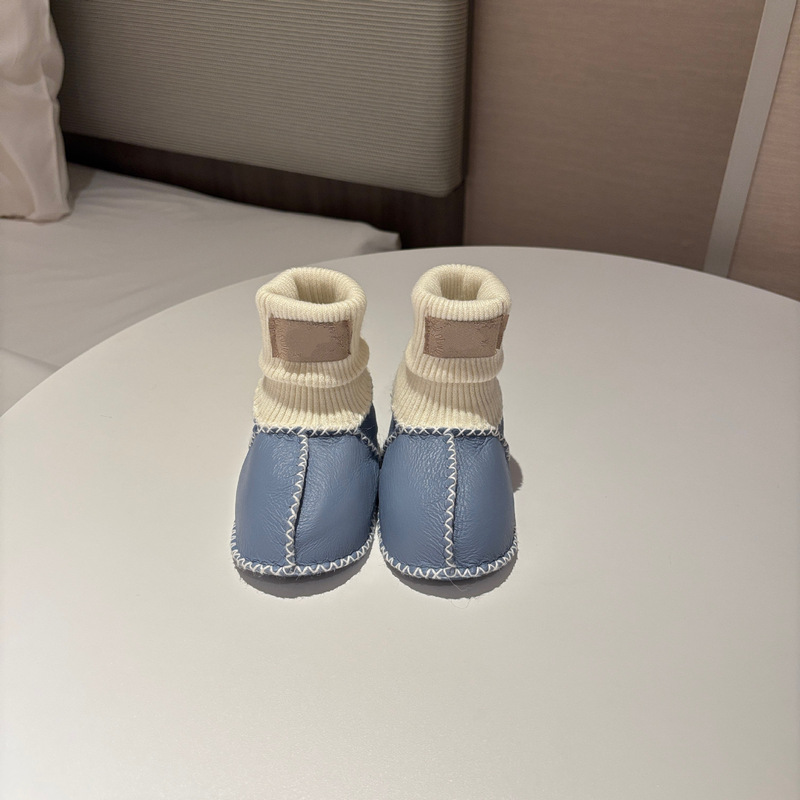 桑坡纯色羊皮毛一体宝宝棉鞋婴幼儿鞋室内步前鞋袜软底男宝女宝|undefined