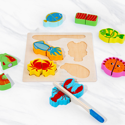 Wooden children's cut and see Velcro fruit and vegetable cut and play house food cognition early education educational toys
