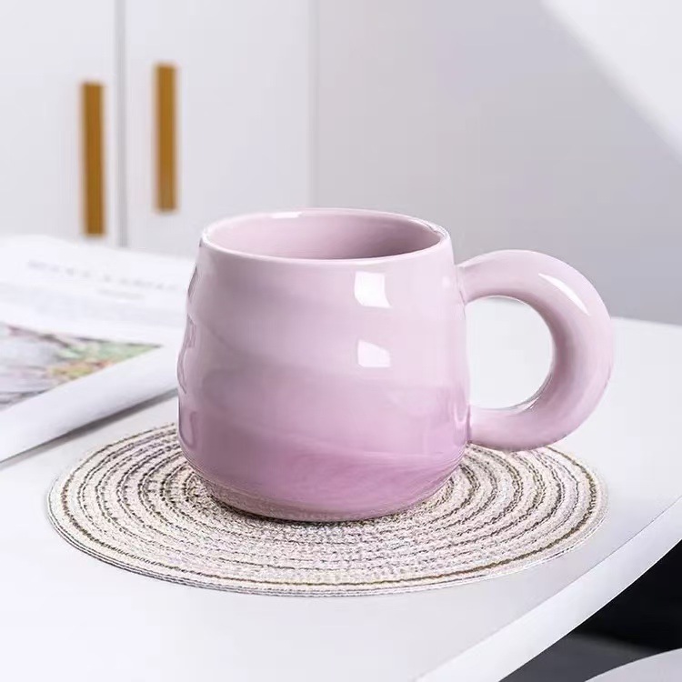 ネット赤朝食コーヒーマグカップグラデーション螺旋顔値かわいい牛乳カップ学生カップル陶磁器カップ|undefined