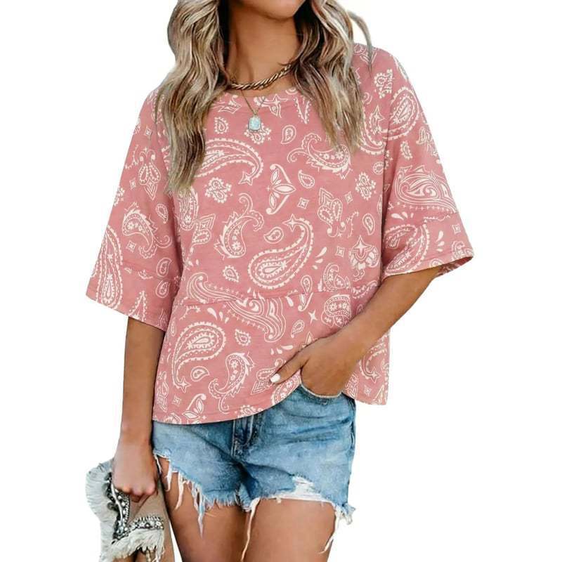Camiseta Holgada Informal de Manga Campana con Estilo Nuevo y Color Sólido en Patchwork, Éxito de Ventas en Amazon Europeo y Americano 2025 para Mujer