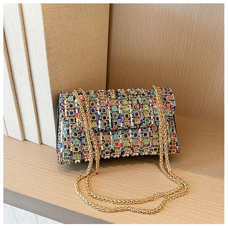 New foreign trade European and American retro underarm bag, casual and fashionable rhinestone small bag, niche single-shoulder bag, crossbody dinner bag undefined