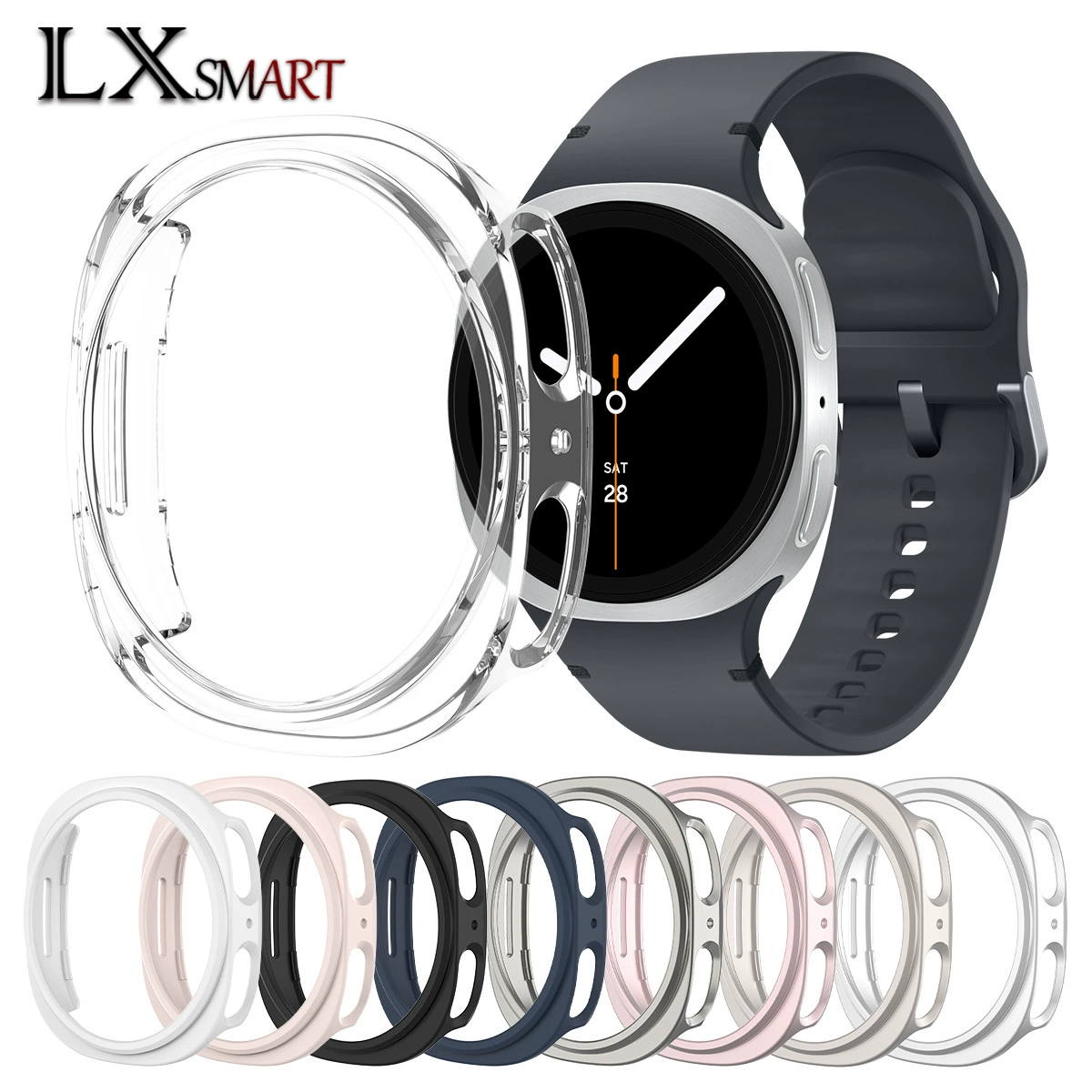 Подходит для Samsung watch8, защитный чехол с вырезом для часов, ультра ПК, полупакет, матовый чехол для часов с вырезом