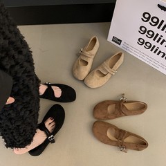 韩版法式圆头浅口单鞋女鞋秋季2025新款小众设计复古平底玛丽珍鞋