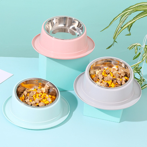 New slanted anti-ant hat bowl 2-in-1 single bowl stainless steel anti-slip neck protection cat food bowl cat bowl