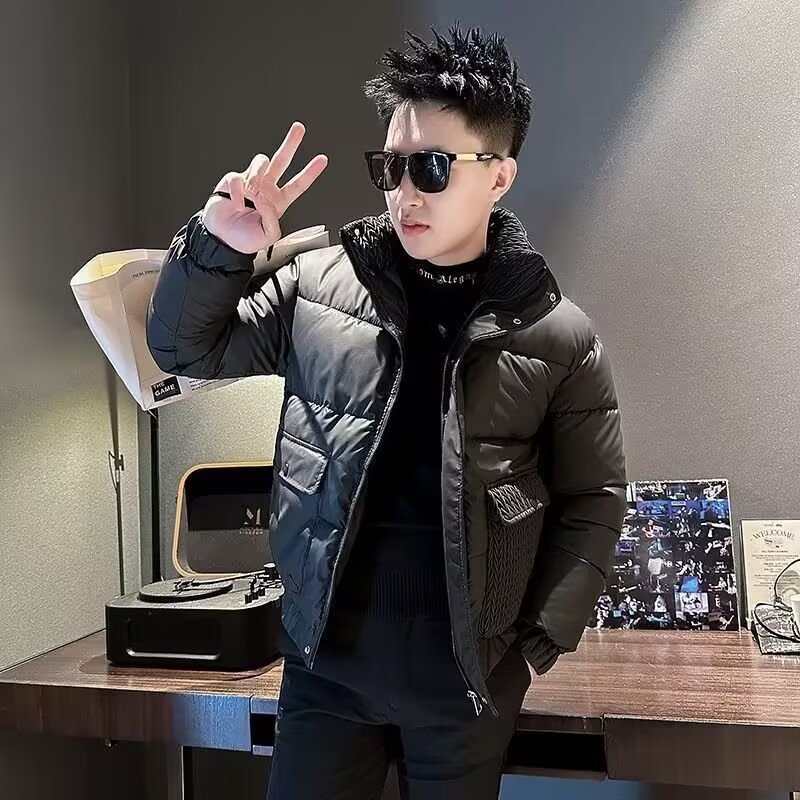 Designed Stand-Up Collar down Jacket for Men in Winter Trendy Brand Handsome Thickeneded Cotton Coat 2025 New Men's Short Jacket