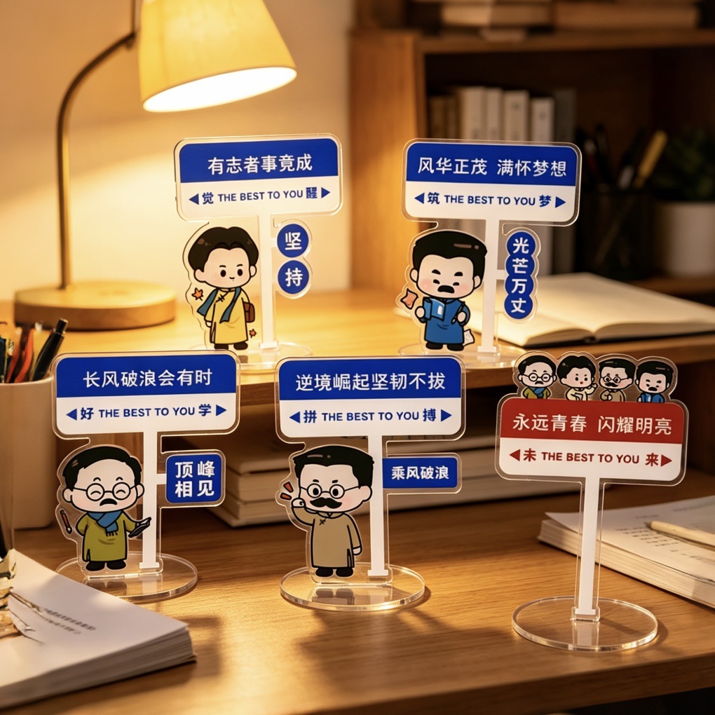 Popular cartoon inspirational celebrity text stand creative desktop DIY fun little ornament for young people cute decoration