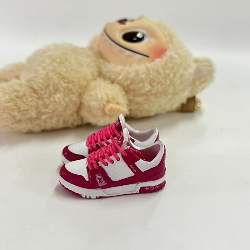 LABUBU Zapatos Rabu Ropa de bebé 17cm felpa vinilo bolso de muñeca colgante para zapatos desnudos caja ciega